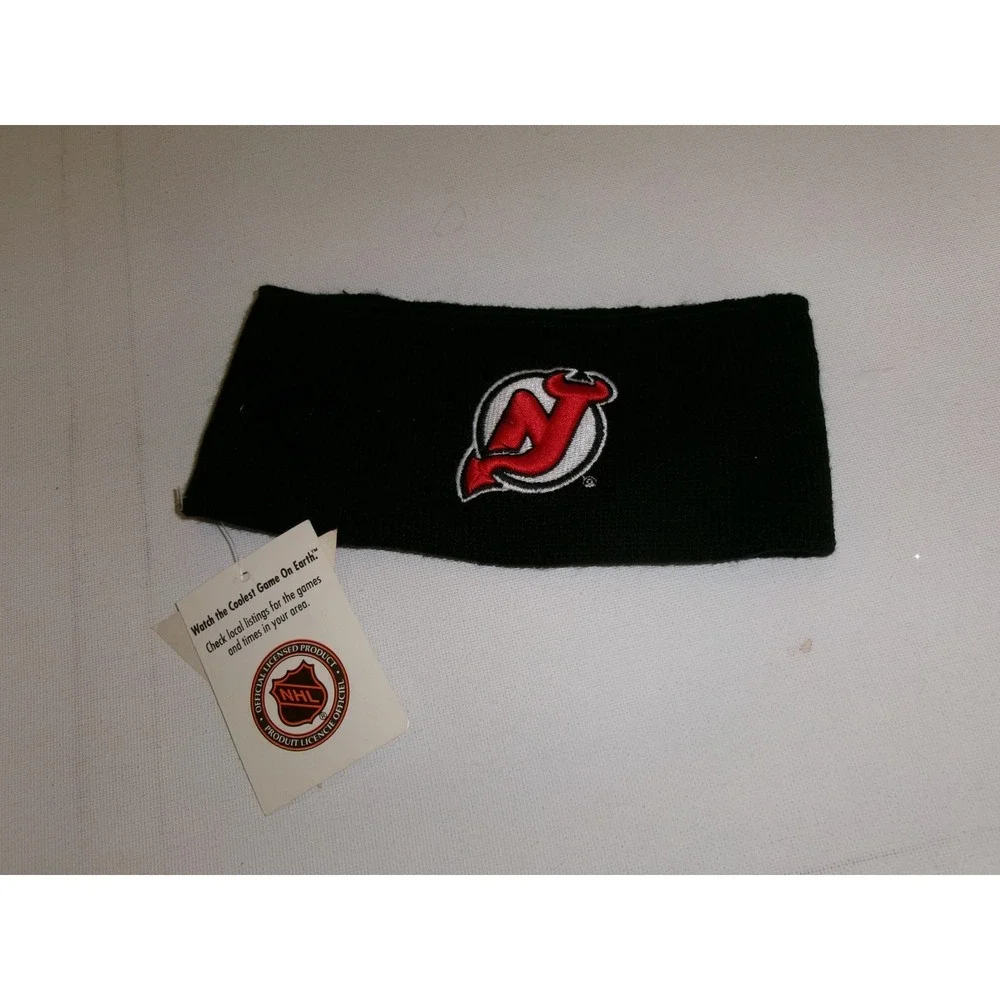 NEW JERSEY DEVILS HEADBAND WINTER 00S Y2K HAT CAP VINTAGE DEATOCK H3